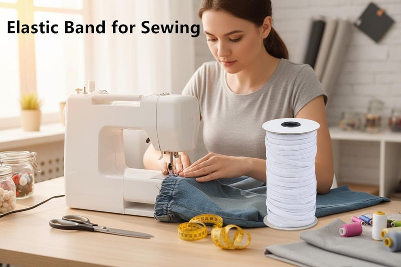 I-MART Elastic for Sewing 1/4 Inch Elastic Band 70 Yards White Elastic Cord Heavy Stretch Knit Elastic Spool Elastico para Costura Waistband Neckline Craft Supplies, White - Image 3